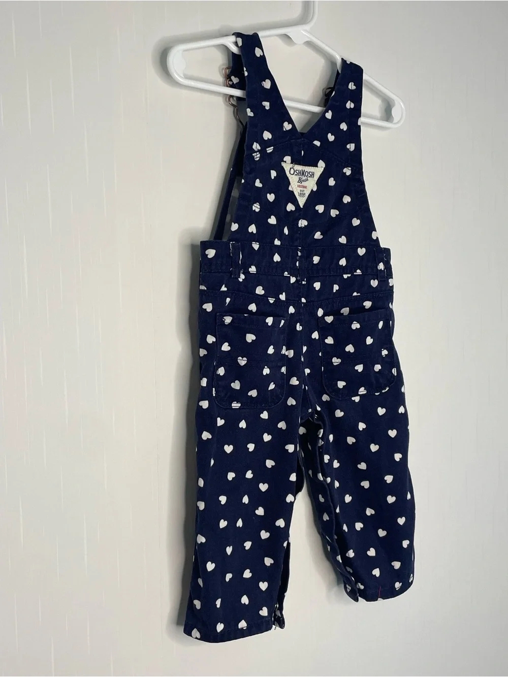 OshKosh B'gosh Navy Overalls with White Heart Print 9M